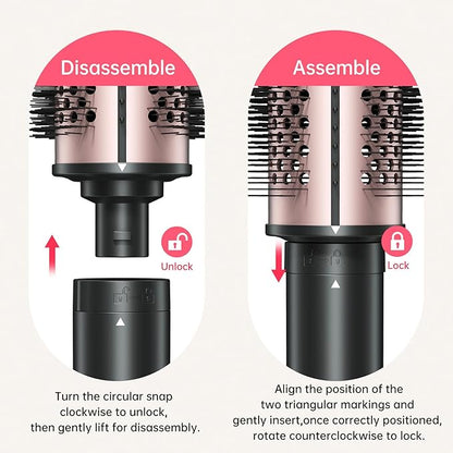 2in1 Negative Ion Thermal Brush -Heated Round Brush for Blow Out Look, Curling Iron 1 1/2 Inch& Curling Iron 1 3/4 Inch, 5 Temperature Settings,Dual Voltage