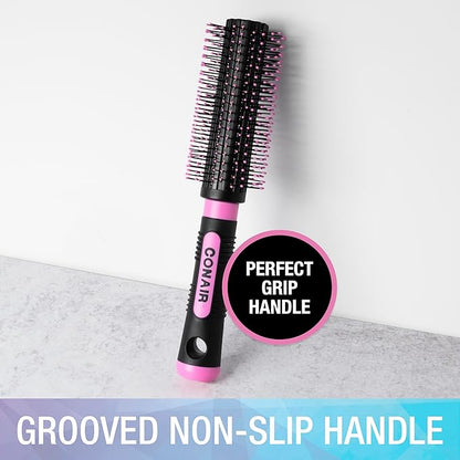 Conair Salon Results Round Hairbrush - Hair brush for blow out - blowdryer brush - features nylon bristles - Adds body and fullness - suitable on all lengths - Pink/Black