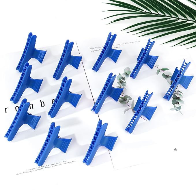 Ondder Dark Blue Butterfly Hair Clips for Styling Sectioning Pro Salon Butterfly Plastic Claw Clips Hair Styling Clip Barber Clips for Cutting, Coloring Hair, Hair Accessories for Women Girls