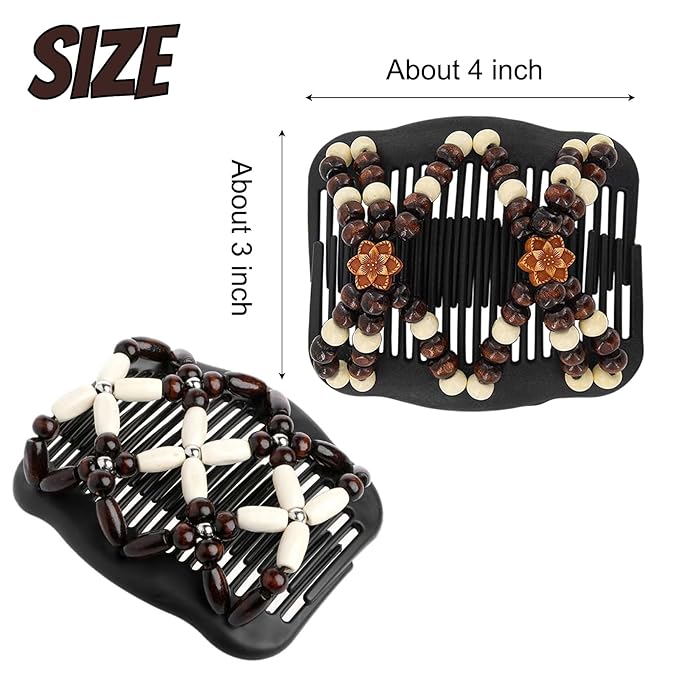 5 Pieces Stretchy Magic Hair Comb Adjustable Elastic Comb Hair Clip for Women Girls No Crease Hair Pins Vintage Hair Bun Maker Hair Accessories for Curly Thick Wavy Hair Ponytail