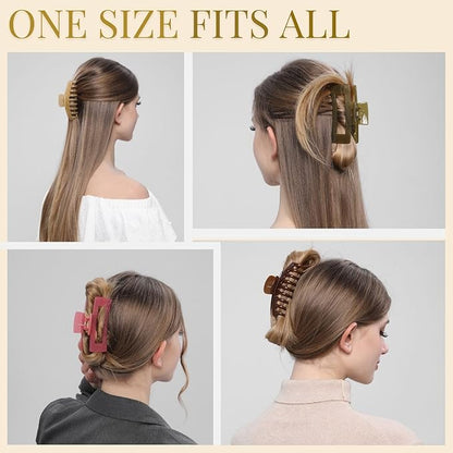 LuSeren 8 Pack Jelly Hair Clips for Women, 4.3 Inch Large Hair Claw Clips, Strong Hold, Non-Slip, Perfect Size for Thin, Thick or Curly Hair, Jelly Color, Includes Gift Box