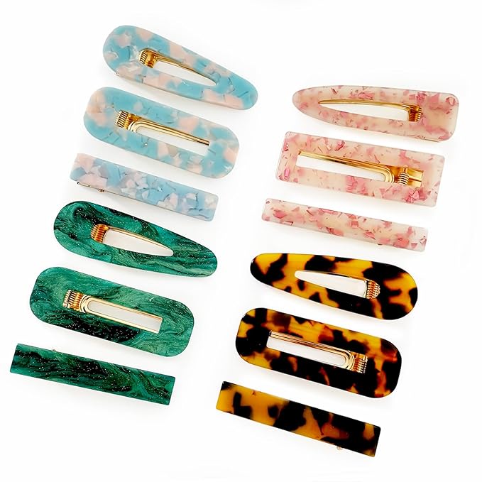 12 Pieces Acrylic Resin Marble Hair Clips Set, Decorative Pearls Hair Barrettes Sweet Decorative Bobby Pins Hairpin Headwear Hair Accessories Headwear for Women and Girls…