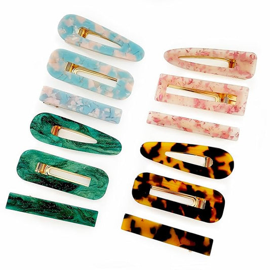 12 Pieces Acrylic Resin Marble Hair Clips Set, Decorative Pearls Hair Barrettes Sweet Decorative Bobby Pins Hairpin Headwear Hair Accessories Headwear for Women and Girls…