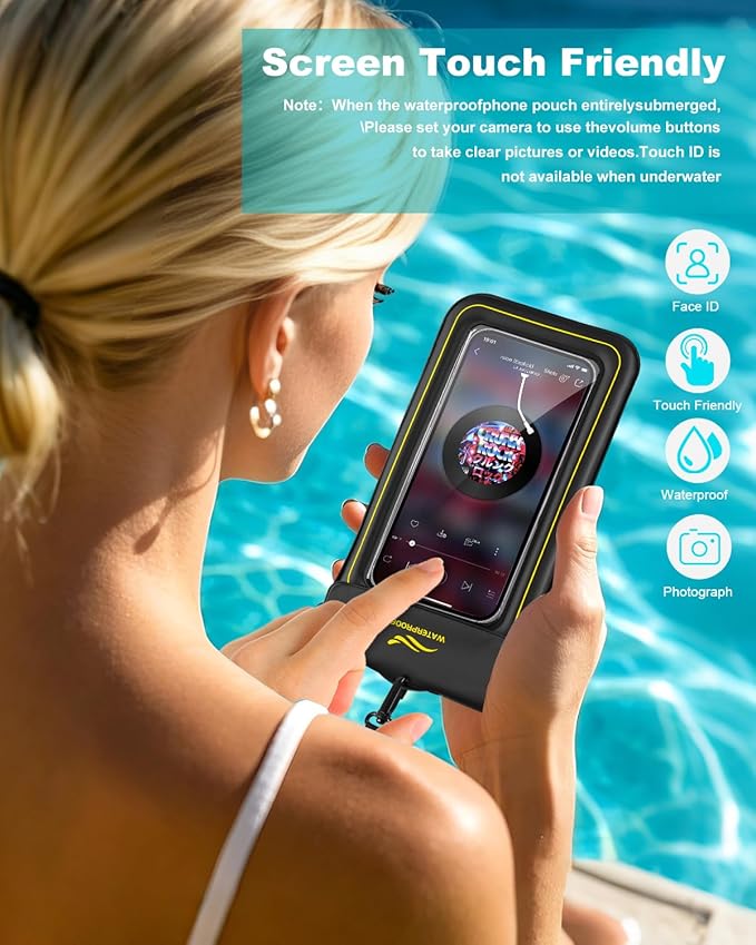 2-in-1 Waterproof Phone Pouch & Phone Armband Floating, Underwater Waterproof Phone Cases with Detachable Strap, Waterproof Bags Up to 6.7", Beach Vacation Essentials Water Park Essentials