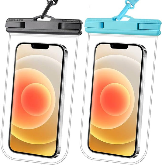 2025 Waterproof Phone Pouch: 2 Pack Cruise Ship Essentials Must Haves Dry Bag for Vacation Beach Travel Kayak Accessories, Water proof Case for iPhone 16 15 14 13 12 Plus Pro Max Galaxy - Black+Blue