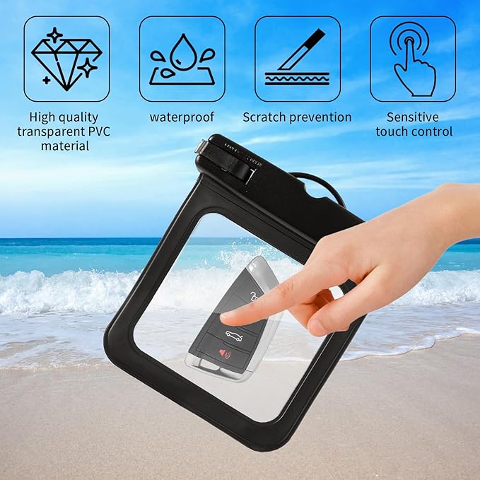 2 Pack Submersible Waterproof Wallet Dry Car Key Fob Case Bag,Swimming Surfing Water Sports Small Waterproof Pouch Holder for Door Ship Card Credit ID Card Driver Fishing License Cash Coins