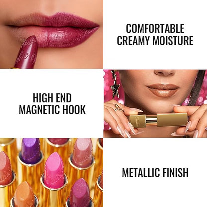 Oulac Pink Lipstick for Women with Metallic 3D Shine Lightweight Hydrating Formula, High Impact Lip Color, Full Coverage Lip Makeup, Christmas Gifts for Women, Velocity(15)