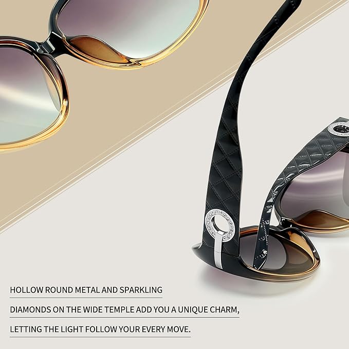 Joopin Big Womens Sunglasses Polarized Trendy Sun Glasses Large Rectangle UV Protection Rhinestone Sunnies