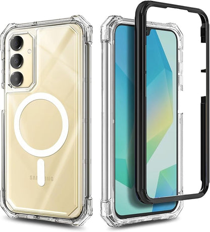 Designed for Samsung Galaxy A16 5G/4G Phone Case, Magnetic Compatible with MagSafe, [Raised Corners Drop Protection] Shockproof Protective Bumper Cover (Black/Clear)