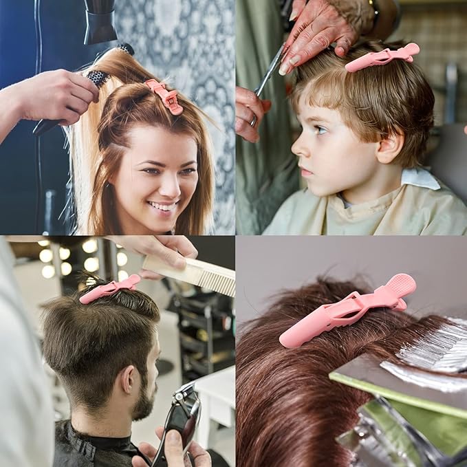 Ondder 14 Pcs Pink Alligator Hair Clips for Styling Sectioning Large Pro Salon Hair Clips Barber for Coloring, Cutting, Sectioning Big Gator Clips Hair Styling Accessories for Women Men Girls