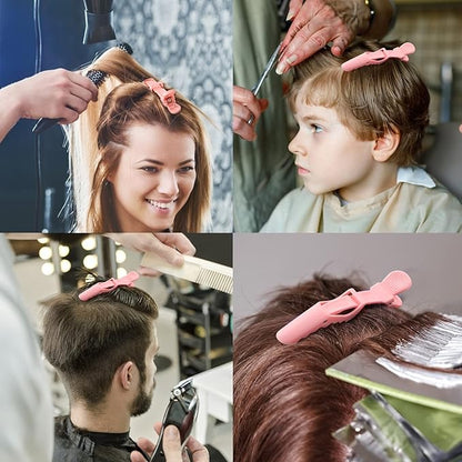 Ondder 14 Pcs Pink Alligator Hair Clips for Styling Sectioning Large Pro Salon Hair Clips Barber for Coloring, Cutting, Sectioning Big Gator Clips Hair Styling Accessories for Women Men Girls