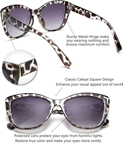 FEISEDY Polarized Vintage Sunglasses American Womens Square Jackie O Cat Eye Sunglasses B2451