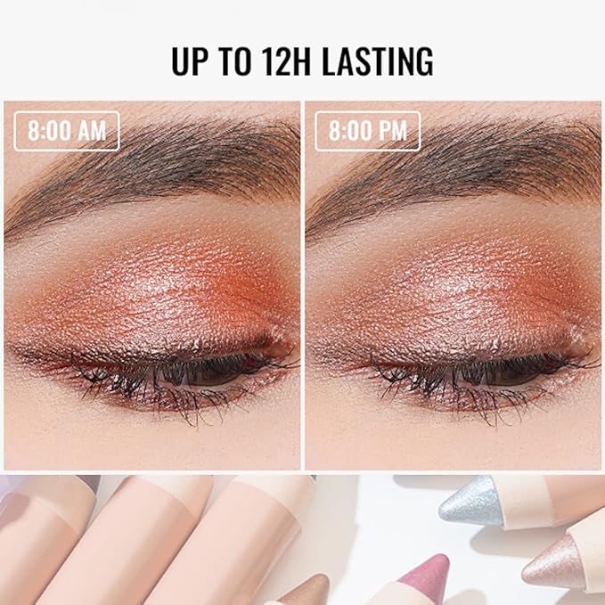 Oulac Eyeshadow Stick Set Smooth & Long Lasting, Twist-up Design Shimmering Glitter Finish, Blendable Eyes Makeup, Vegan & Cruelty-Free 3.8g X 4PCS
