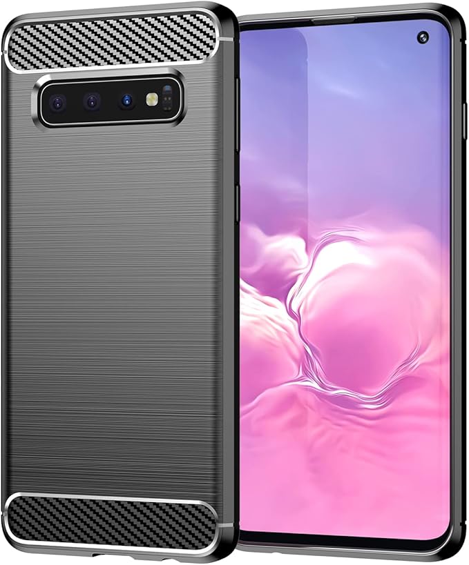 for Samsung Galaxy S10 Phone case, Shockproof, Scratch Resistant Carbon Fiber Jacket, Soft TPU, for Galaxy S10 case (Black)
