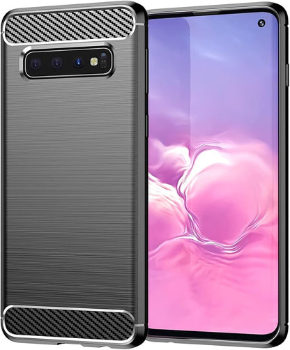 for Samsung Galaxy S10 Phone case, Shockproof, Scratch Resistant Carbon Fiber Jacket, Soft TPU, for Galaxy S10 case (Black)