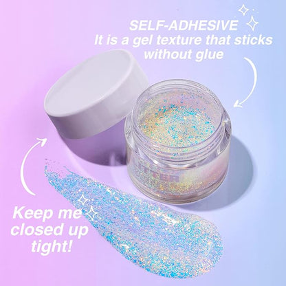 BestLand Holographic Body Glitter Gel - Cosmetic-Grade, Color Changing Halloween Glitter Makeup for Face, Body, and Hair, Safe and Easy to Use, Perfect for Festivals Parties (01 Golden Mirage)