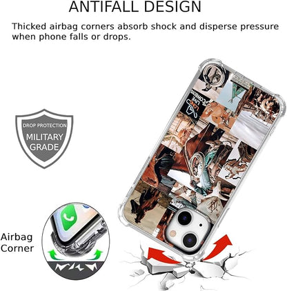Case for iPhone 13 Mini with Cowboy Art Design,Cowgirl Riding Horse Wild West Scenery Pattern,Trendy Soft TPU Bumper Phone Cover(13mini,Western)