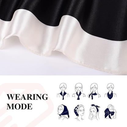 35 x 35 Women's Fashion Pattern Large Square Silk Like Hair Scarf Head Sleeping Wrap Satin Neck Bandana for Gift…