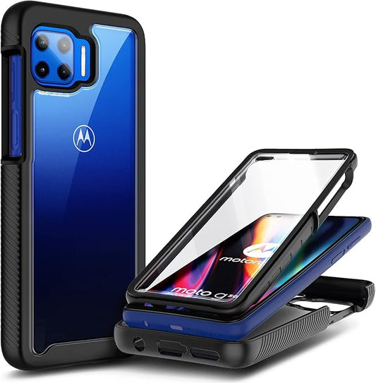 NZND Case for Motorola One 5G, 5G UW/G 5G Plus with [Built-in Screen Protector], [16FT Military Grade Drop Tested] Full-Body Protection Bumper Shockproof Protective Cover Case (Black)