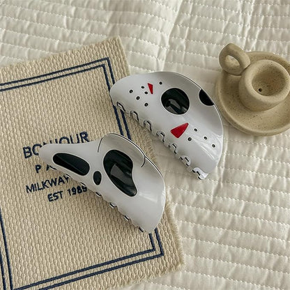 2 Pcs Halloween Big Hair Claw Clip Ghost Face Hairpin Masks Punk Ponytail Scream Grimaces Scary Styling Shark Clip Funny Hair Accessories Halloween Styling