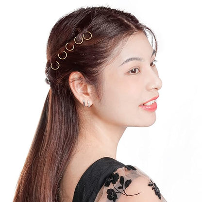 Nydotd 180 Pieces Hair Rings, Braid Rings, Loop Clips, and Hoops - 3 Colors, 2 Sizes, Women's Fashion Hip-Hop DIY Hair Clip Accessories for Dreadlocks