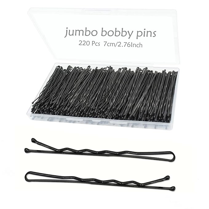 220pcs Large 2.76-Inch Bobby Pins for Women, Super Grip Black Hair Clips with Box - Reusable Non-Slip Pins for Thick, Long Hair