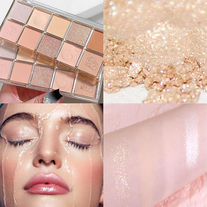 10Colors Nude Pink Rose Gold Colorful Eyeshadow Palette Makeup,Natural Neutral Highly Pigmented Eye Shadow,Naturing-Looking Long Lasting Waterproof Blendable Hypoallergenic Suitable for Beginners