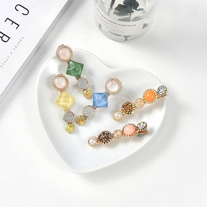 Mehayi 20 PCS Pearls and Acrylic Resin Hair Clips, Handmade Hair Barrettes, Marble Alligator bobby pins, Glitter Crystal Geometric Hairpin, Elegant Gold Hair Accessories, Gifts for Women Girls