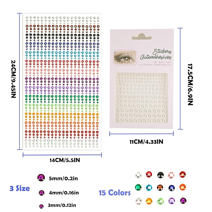 NOOEPC Face Gems Hair Gems，Self Adhesive Face Gems Rhinestones, Face Jewels Diamonds Sticky Gems for Makeup Hair Crafts Halloween Decorations