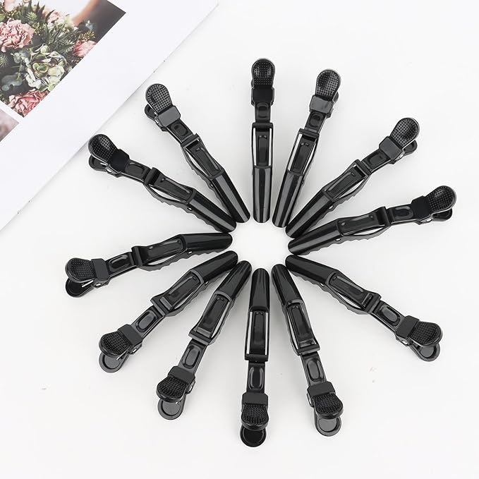 12Pcs Black Hair Clips for Styling Sectioning, Alligator Hair Clips Salon Hair Clips Professional Alligator Clips for Hair, Hair Styling Clips Hair Accessories for Women
