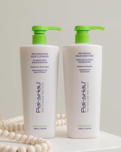Pai-Shau Replenishing Cleanser and Conditioner Set - Hydrating Shampoo and Conditioner for All Hair Types - 2x1000ml