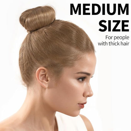 Teenitor Donut Hair Bun Maker Set, Hair Bun Shaper Set with Large, Medium, Small Hair Donuts For Buns, Hair Accessories For Girls, 5 Elastic Bands, Tan Brown