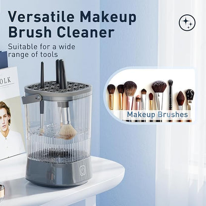 Electric Makeup Brush Cleaner - 9000 RPM Makeup Brush Cleaning Machine, IP65 Waterproof Automatic Makeup Brush Cleaner for Makeup Sponges and Brushes(Gray)
