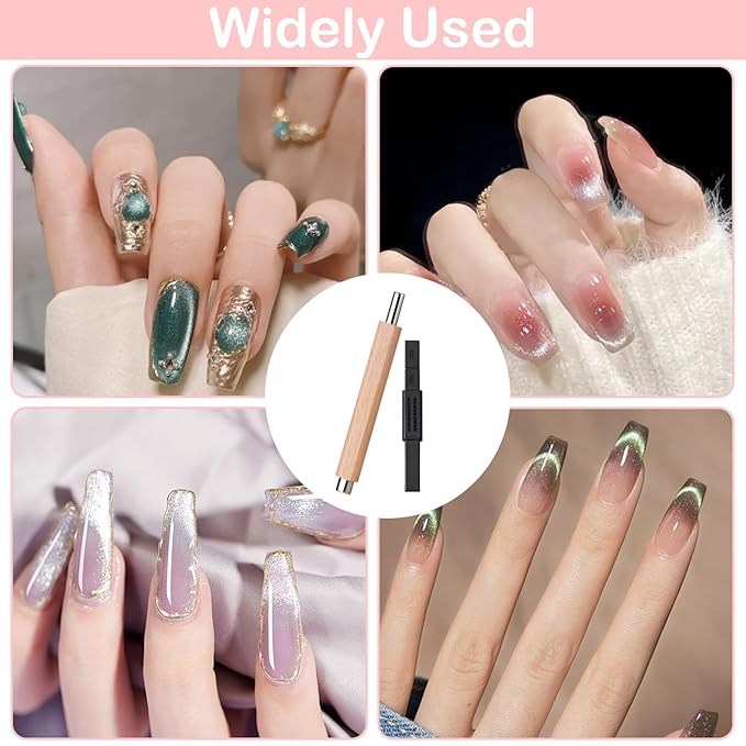 2Pcs Wood Color & Black Cat Eye Nail Art Magnets Cateye Magnet, Gel Nail Polish Magnet Tools Cat Eye Gel Nail Polish Nail Products, Gel Polish Nail Tools, Cat Eye Nail Polish Nail Accessories