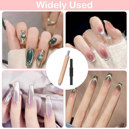 2Pcs Wood Color & Black Cat Eye Nail Art Magnets Cateye Magnet, Gel Nail Polish Magnet Tools Cat Eye Gel Nail Polish Nail Products, Gel Polish Nail Tools, Cat Eye Nail Polish Nail Accessories