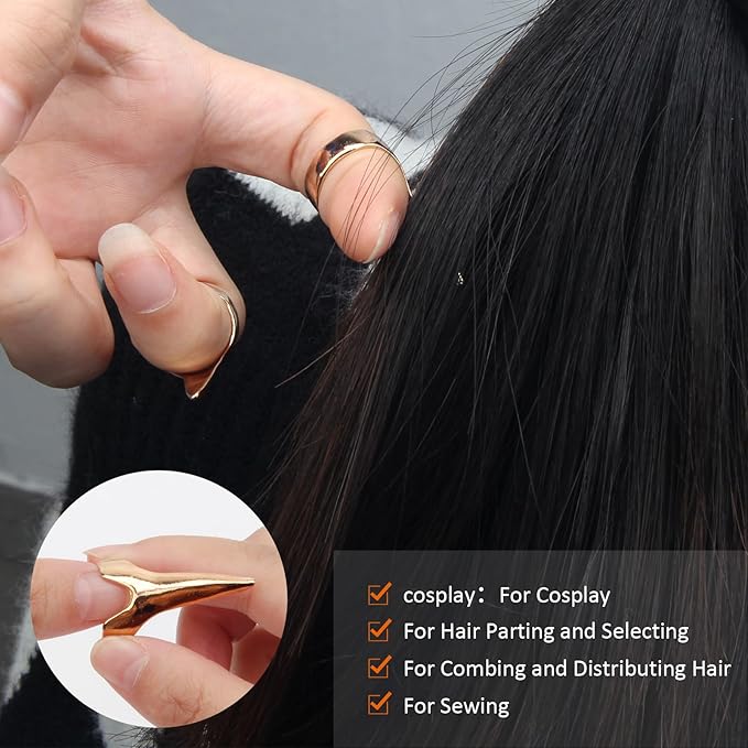 17 Pieces Hair Parting Tools Set Heart, Included 8P Parting Ring 2P Metal Rat Tail Comb 6P Hair Sectioning Clip with 1P Magnetic Wrist Sewing Pin Holder for Braiding (Yellow)