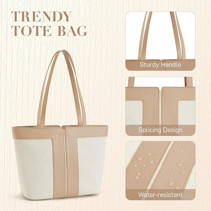Missnine Quilted Tote Bags with Zipper, Vegan Leather Purses and Handbags for Women, Large Hobo Shoulder Bag