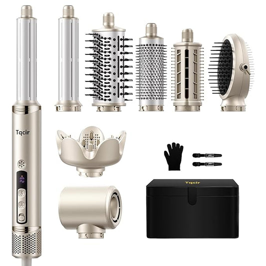 8-in-1 Professional Hot Air Styler&Hair Dryer Brush, Powerful Multi-Styler with Auto-Wrap Curler with Storage Case, Fast Drying Curling Straightening Volumizing Without Heat Damage