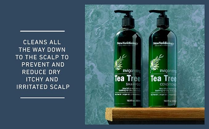New York Biology Tea Tree Conditioner – Deep Cleanser – Relief for Dandruff and Dry Itchy Scalp – Therapeutic Grade - Helps Promote Hair Growth – 16.9 fl Oz
