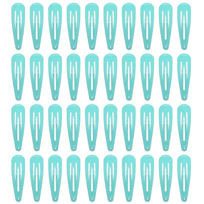 40 Counts Colorful Metal Snap Hair Clips 2 Inch Barrettes for Women Accessories (light green)