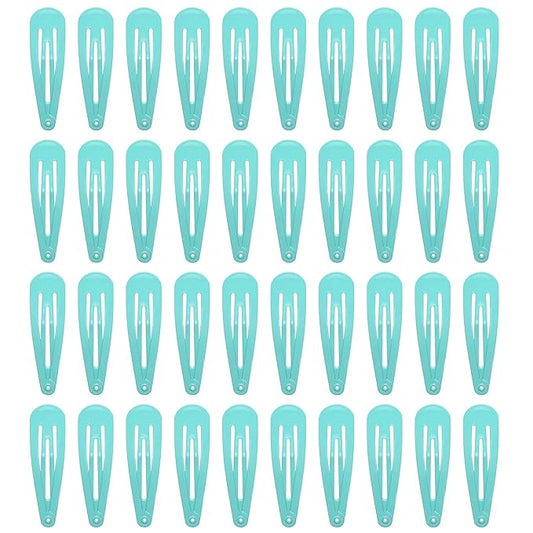 40 Counts Colorful Metal Snap Hair Clips 2 Inch Barrettes for Women Accessories (light green)