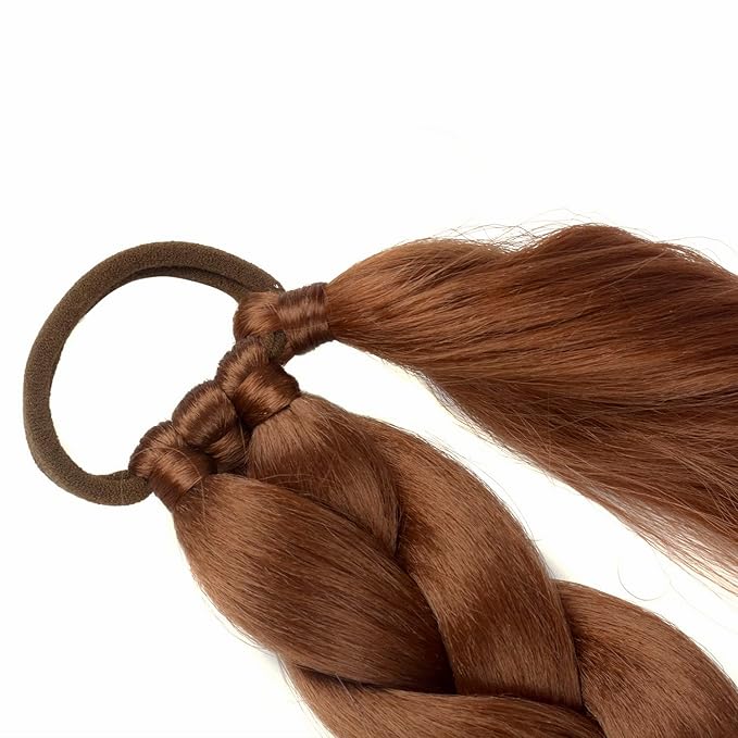 2 Pack Long DIY Braided Ponytail Extension with Hair Tie Straight Wrap Around Hair Extensions Ponytail(30#)