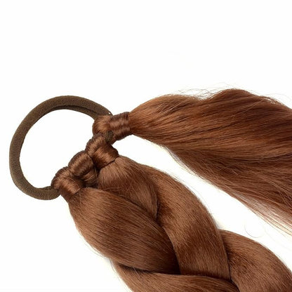 2 Pack Long DIY Braided Ponytail Extension with Hair Tie Straight Wrap Around Hair Extensions Ponytail(30#)