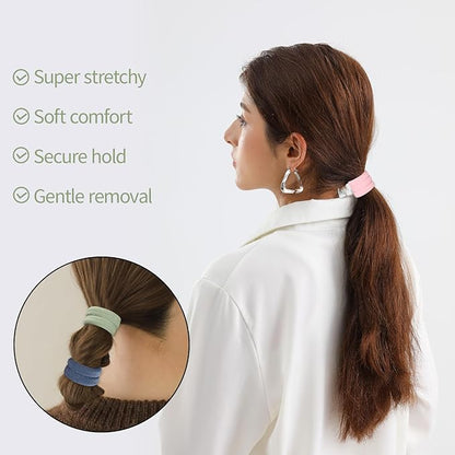 150 Pcs Elastic Hair Ties No Damage for Thick & Thin Hair, Ponytail Holders, Elastics, Soft Pony Tails Bands for Women, 5 Colors