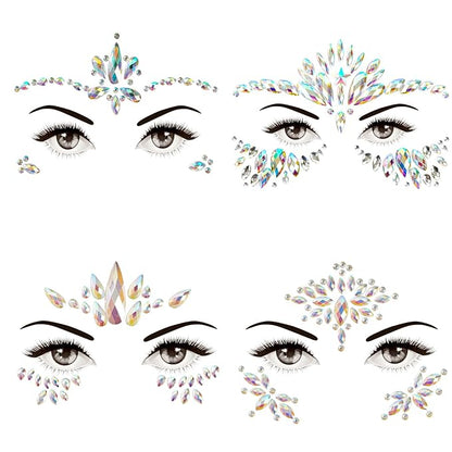 4 Sheets Euphoria Face Gems, 10g Chunky Glitter, Rhinestones Jewels Stickers Glow in The Dark-Luminous Gems Body Makeup for Music Festivals Rave Carnival Cosplay (2Luminous)