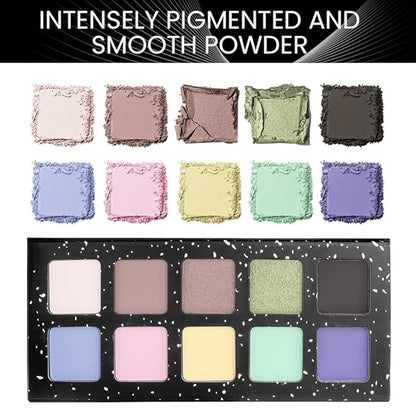 Ten Color Matte Shimmer Eyeshadow Makeup Palette, Nude Brown Green Yellow Blue Purple Pink 10Color Series, Prom Velvety Matte Glitter Finish Eye Makeup Looks,Vegan & Cruelty-Free, Built-in Mirror 02#