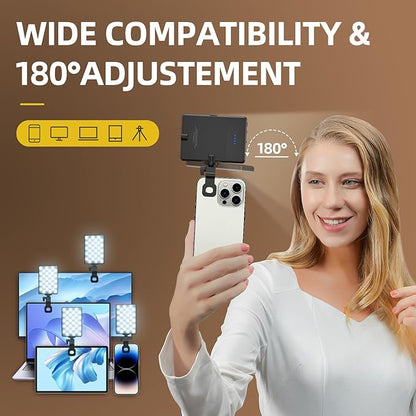 Selfie Light for Phone, 60 LED Phone Light with Rechargeable Clip and Adjusted 3 Light Modes, 2000mAh Video Light for iPhone iPad, Laptop, Makeup, TikTok, Selfie, Vlog, Video Conference