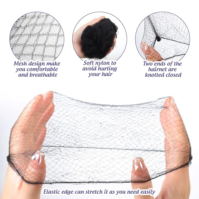 FANDAMEI Hair Donut Bun Maker Set - 4 Bun Shapers, 20 Invisible Nets, 5 Elastics, 20 Bobby Pins (Black)