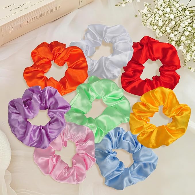 8 Pcs LED Scrunchies, Light Up Satin Hair Accessories for Women Girls, Glow in The Dark Party Supplies for Neon Party