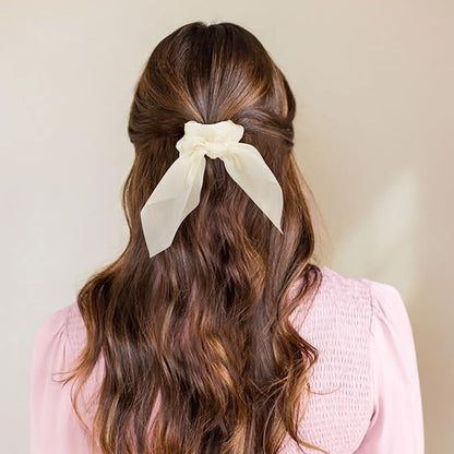 6 PCS Small Hair Bows Silk Scrunchies, Hair Ties with Bows, Hair Scrunchies for Women Girls, Knotted Bow Silk Hair Ties, Satin Hair Ribbons Elastic Hair Ties Valentine's Day Gifts Holiday